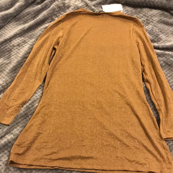 Present! NWT TopShop Bronze long metallic T-shirt - Picture 5 of 6
